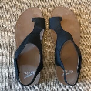 Dansko Reece Sandals, Size 38 (US size 7/7.5) Black Rough Suede